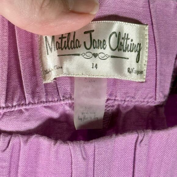 Matilda Jane Clothing Girl's 14 Sweet Violet Lavender Capri Length Ruffle Pants - Picture 5 of 8